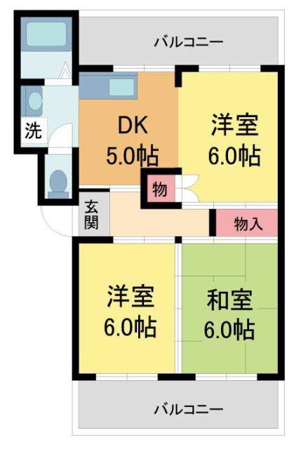 芦屋東山プリンス(3DK/4階)の間取り写真