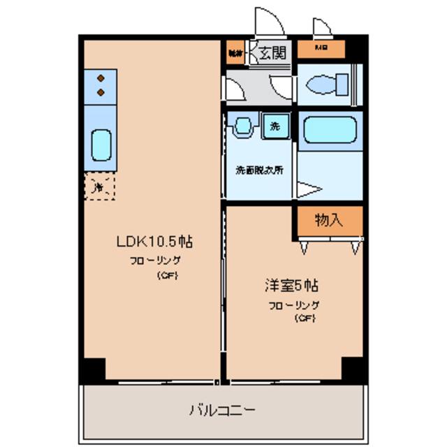 エーデルワン(1LDK/5階)の間取り写真