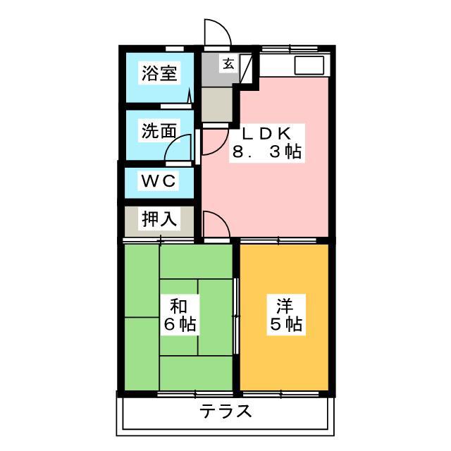 AQUA CITY(2DK/1階)の間取り写真