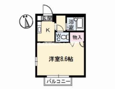 ジュネス新浜(1K/2階)の間取り写真