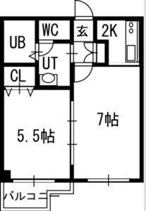 グランカーサ南11条(1LDK/3階)の間取り写真
