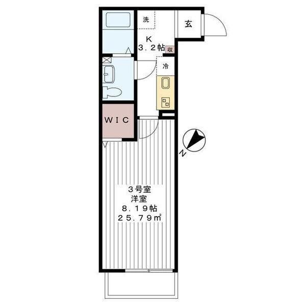 AJ南鳩ヶ谷I(1K/3階)の間取り写真