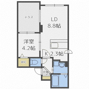 VILLA URBANA桑園(1LDK/1階)の間取り写真