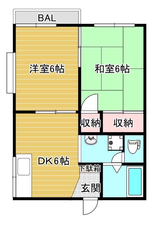 フラットブリス(2DK/1階)の間取り写真