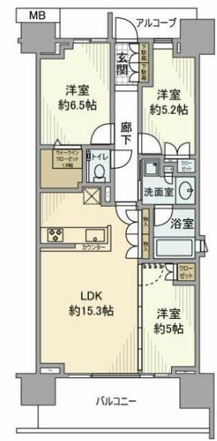 グランドメゾン品川シーサイドの杜(3LDK/6階)の間取り写真