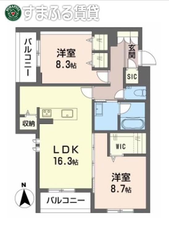 プレミアス御幸(2LDK/3階)の間取り写真