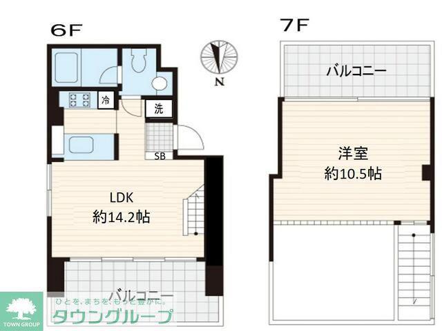ESARES中野(1LDK/6階)の間取り写真
