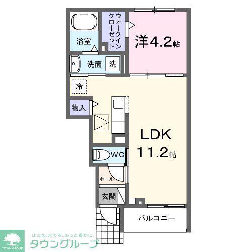 デフィ東川口(1LDK/1階)の間取り写真