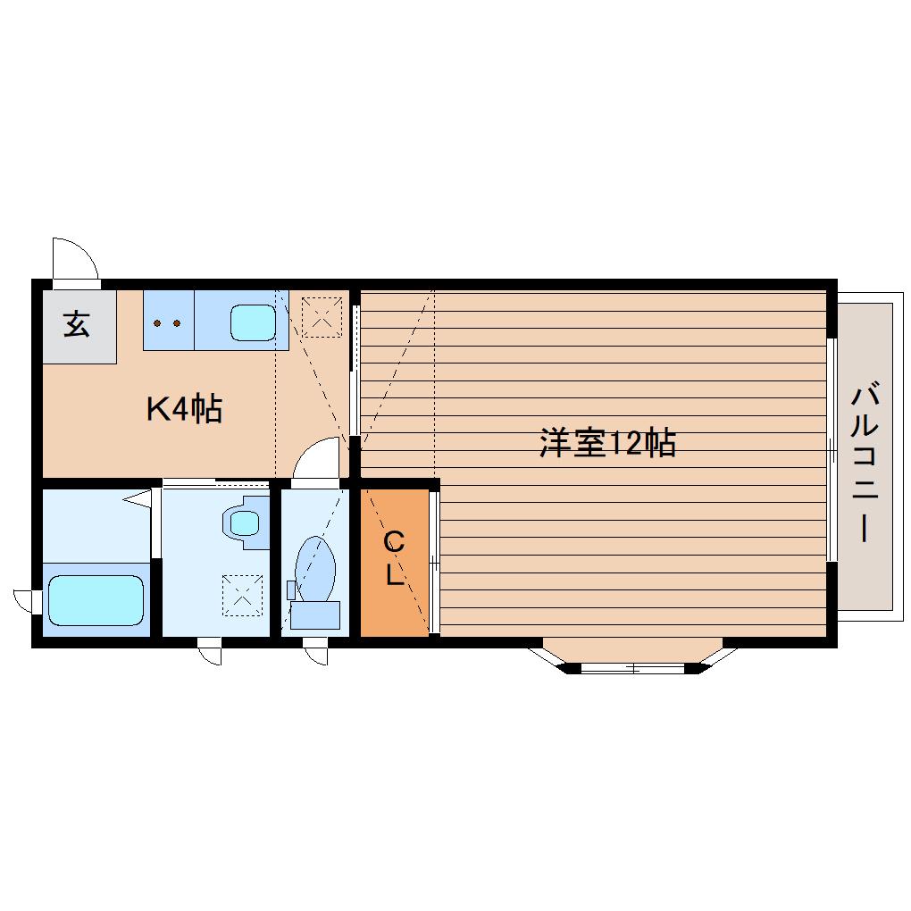 モントレー多賀城(1K/2階)の間取り写真