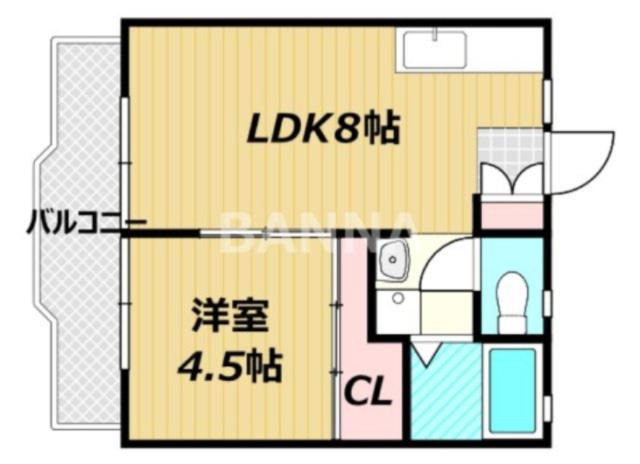 駅前ハイツI(1LDK/2階)の間取り写真