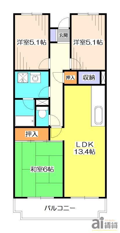 ホーフパラシオン(3LDK/4階)の間取り写真