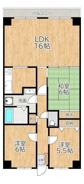 PHOENIX COURT 交野II(3LDK/2階)の間取り写真