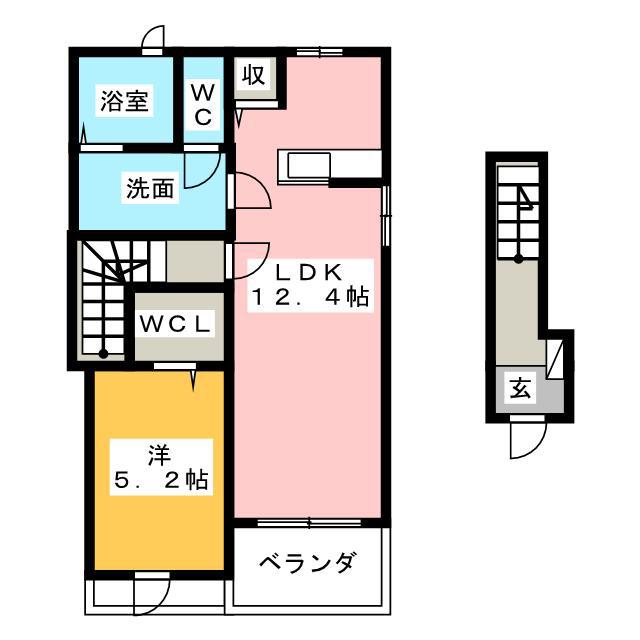 アイティヴィレッジII(1LDK/2階)の間取り写真