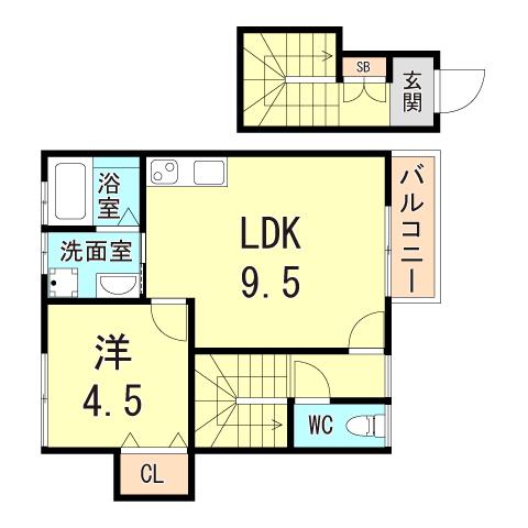 ざ・してぃ須磨V(1LDK/2階)の間取り写真