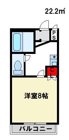 サバービア都府楼(1K/2階)の間取り写真