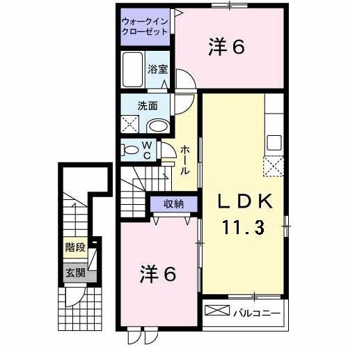ティ・シュティル II番館(2LDK/2階)の間取り写真