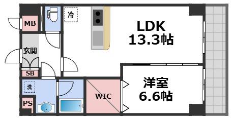 ドミールII オオハマ(1LDK/2階)の間取り写真