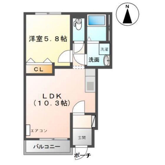 サザンライト(1LDK/1階)の間取り写真