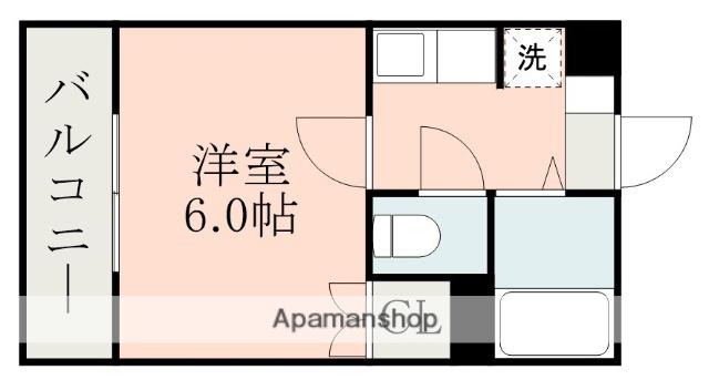 鹿児島市電谷山線 荒田八幡駅 徒歩4分 5階建 築32年(1K/5階)の間取り写真