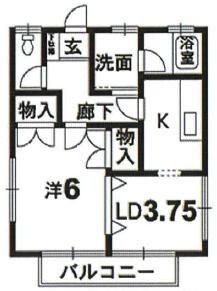 ハイツもみの木(1K/2階)の間取り写真