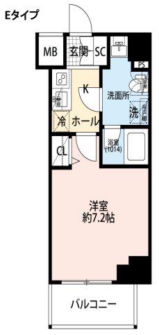 プレール・ドゥーク横濱子安(1K/4階)の間取り写真