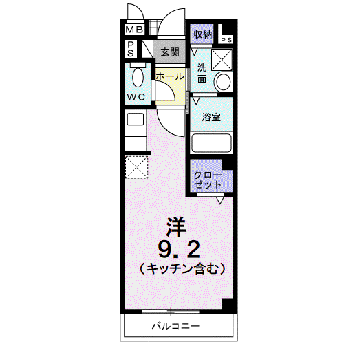 リオンB(ワンルーム/2階)の間取り写真