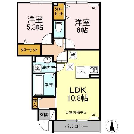 ハーベスト・ムーンI(2LDK/1階)の間取り写真