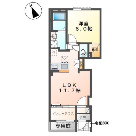 プリメゾン東郷(1LDK/1階)の間取り写真