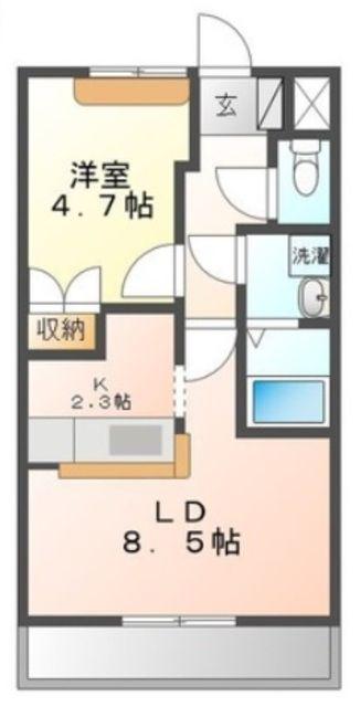 チェスナッツ(1LDK/2階)の間取り写真