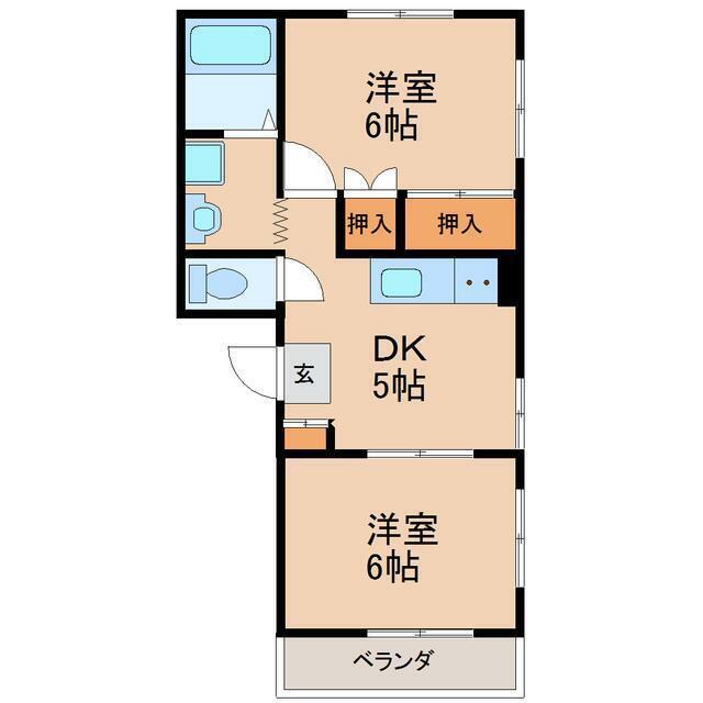 アイエスマンション(2DK/1階)の間取り写真