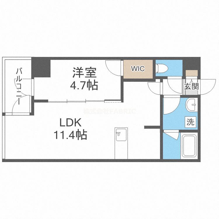 フォルトナート扇町(1LDK/11階)の間取り写真