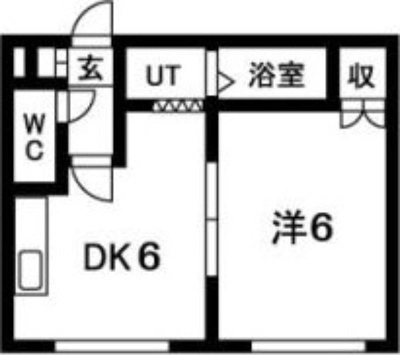 地下鉄南北線 北３４条駅 徒歩7分 4階建 築30年(1DK/2階)の間取り写真