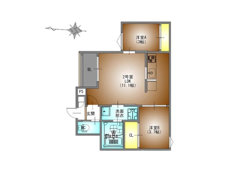 REGALEST WOOD TERRACE JOSHIN(2LDK/3階)の間取り写真