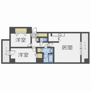 F106(2LDK/9階)の間取り写真