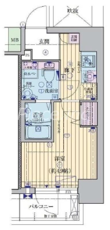 ファーストフィオーレ心斎橋イーストⅢ(1K/2階)の間取り写真