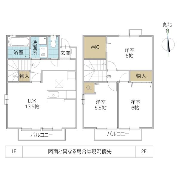 カハラ A(3LDK/1階)の間取り写真