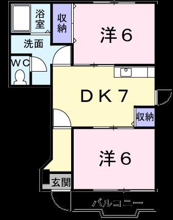 プリムローズ(2DK/1階)の間取り写真