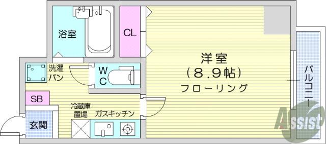 シティマンション錦町(1K/5階)の間取り写真