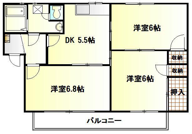 フレグランスS(3DK/1階)の間取り写真