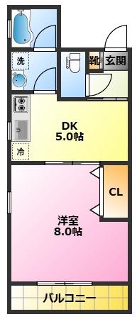 ドエルワコー(1DK/3階)の間取り写真