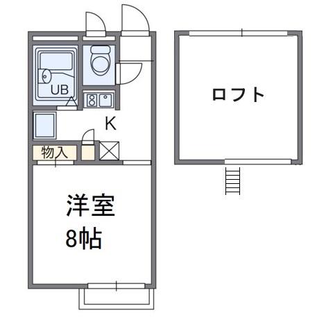 ハイツ格I(1K/2階)の間取り写真