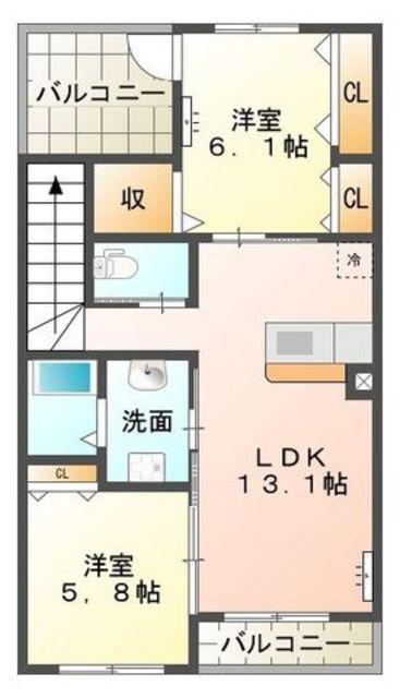 フルージュ(2LDK/2階)の間取り写真