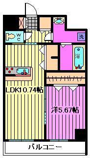 エスティメゾン浦和(1LDK/6階)の間取り写真