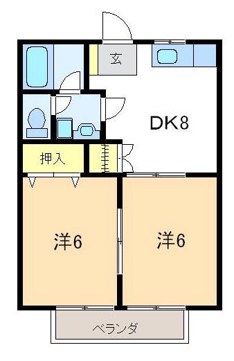 グッディハウス(2DK/2階)の間取り写真