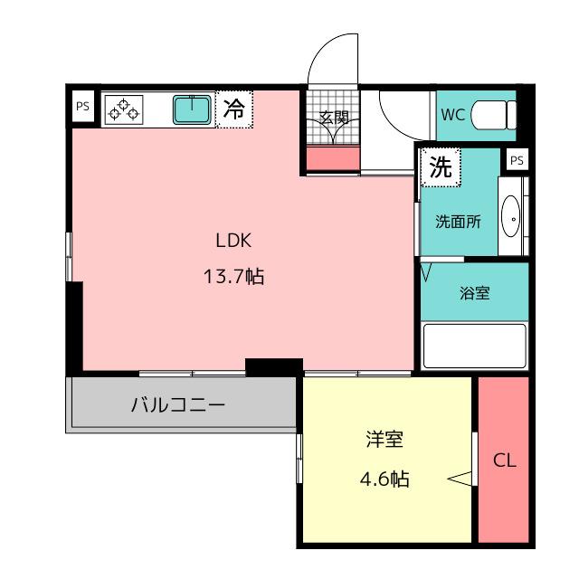 D-ROOM箱崎(1LDK/2階)の間取り写真