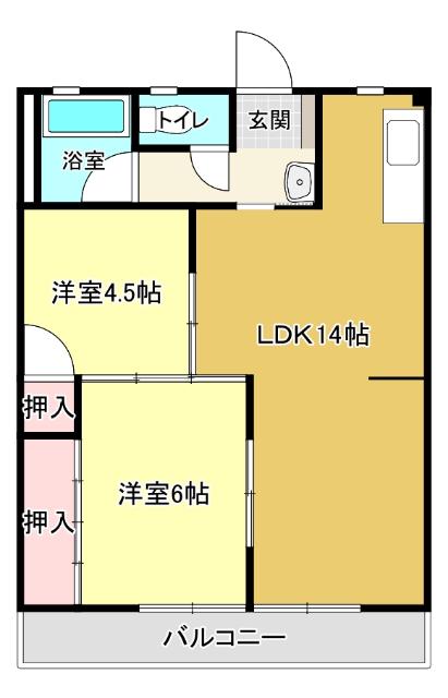 ファミール若松(2LDK/2階)の間取り写真