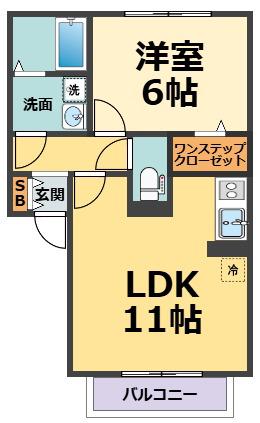 クレスト西宮東(1LDK/2階)の間取り写真