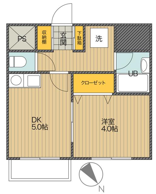 ライオンズガーデン成増(1DK/1階)の間取り写真