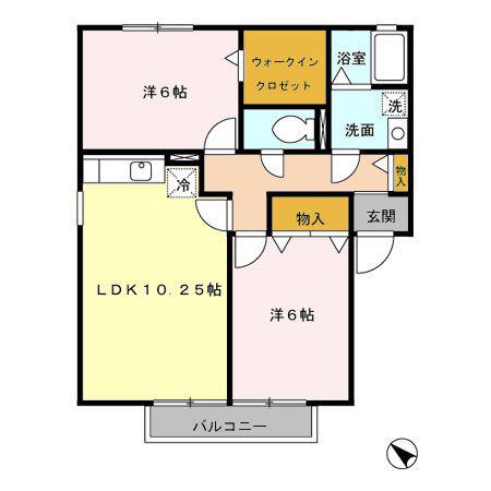 ドリームステージA(2LDK/2階)の間取り写真