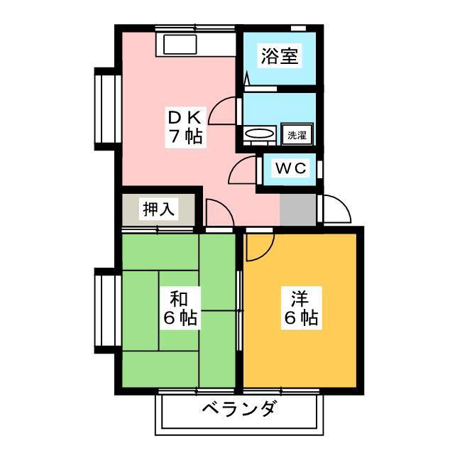 第3サンアプト(2DK/1階)の間取り写真